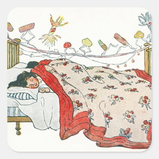 子供たちはベッドに居心地の良い場所に閉じ込められた スクエアシール (正面)