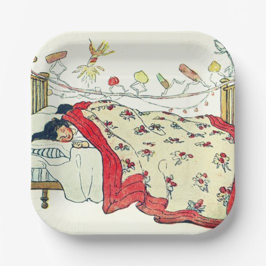 子供たちはベッドの中で全て居心地の良い場所に寝かされていた ペーパープレート (正面)