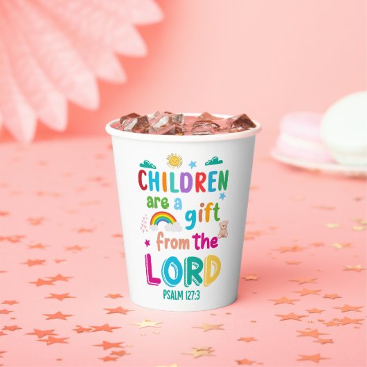 「子供たちは主からの贈り物」パーティー 紙コップ (インサイチュ)
