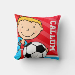 子供たちは男の子サッカーの赤い枕クッションを名前 クッション