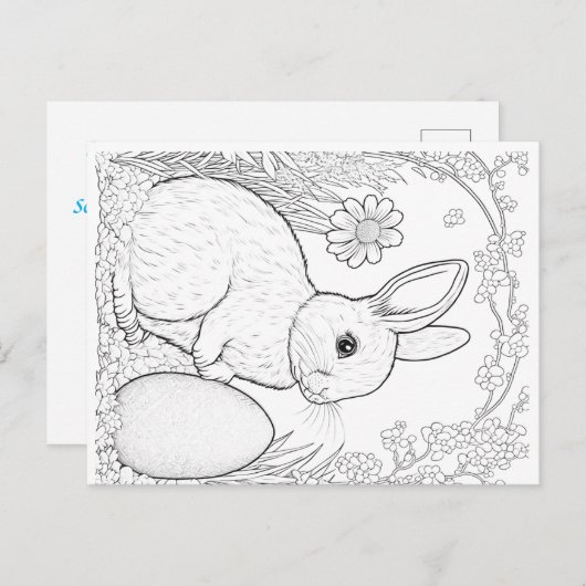 子供たちは自分のイースターカードに色を付ける ポストカード (正面/裏面)