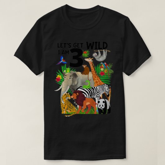 子供たちは野生を取得しよう私は3動物園誕生日動物ウィル Tシャツ (デザイン正面)
