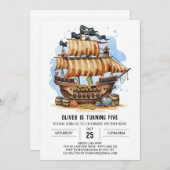 子供たちよ、航海士マテイ海賊の誕生日だ！ 招待状 (正面/裏面)