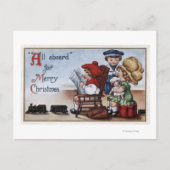 子供たちを乗せた列車のごっこ ポストカード (正面)