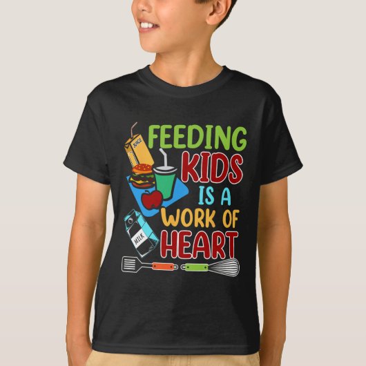 子供たちを育てるのは心の仕事 学校給食のおばちゃん Tシャツ (正面)