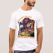 子供たちを連れてきた おかしい動物園の動物たち 親 Tシャツ (正面)