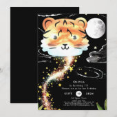 子供たちを魅了する虎の誕生日 招待状 (正面/裏面)