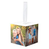 子供たちパーソナライズされた写真クリスマス キューブオーナメント (正面アングル)