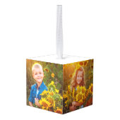 子供たちパーソナライズされた写真クリスマス キューブオーナメント (裏面アングル)