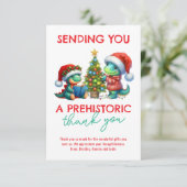 子供たち先史時代の感謝！かわいい恐竜のクリスマス サンキューカード (スタンド正面)