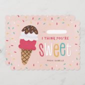 子供たち教室バレンタインデーとアイスクリーム サンキューカード (正面/裏面)