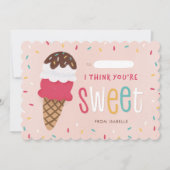 子供たち教室バレンタインデーとアイスクリーム サンキューカード (正面)