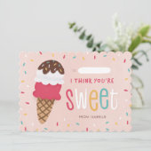 子供たち教室バレンタインデーとアイスクリーム サンキューカード (スタンド正面)