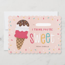 子供たち教室バレンタインデーとアイスクリーム サンキューカード