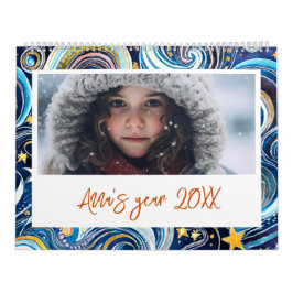 子供たち星空の夜のカラフル写真新年 カレンダー