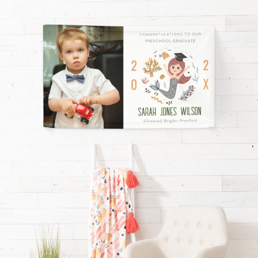 子供たち水中マーメイドフォトプリスクール卒業 横断幕 (インサイチュ)