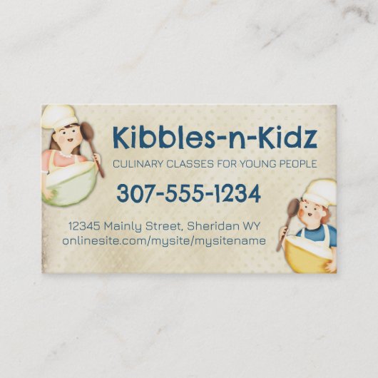 子供たち男の子の女の子料理クラス料理 名刺 (正面)