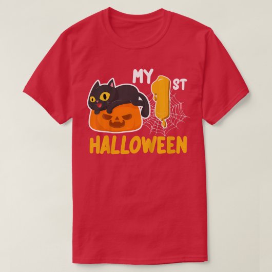 子供たち私の最初のハロウィーン怠惰ハロウィーンの衣装かわいい  Tシャツ (デザイン正面)