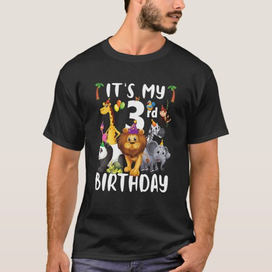 子供たち私の誕生日の動物園サファリジャングル動物 Tシャツ (正面)