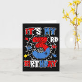 子供たち私の誕生日スパイダーテーマパーティー3年 カード (黄色い花)