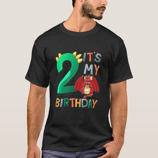 子供たち私の2番目の誕生日ドラゴン2誕生日2年 Tシャツ (正面)