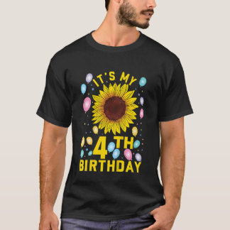 子供たち私の4歳の誕生日ひまわり4歳のBi Tシャツ