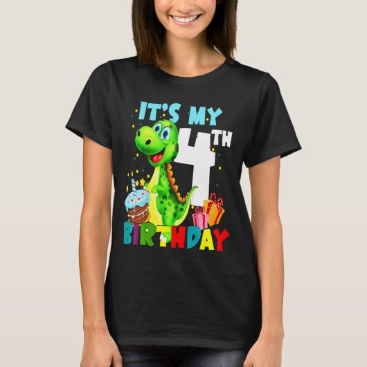子供たち私の4歳の誕生日ボーイズ幸せ4歳ボー Tシャツ (正面)