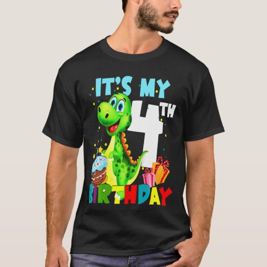 子供たち私の4歳の誕生日ボーイズ幸せ4歳ボー Tシャツ (正面)