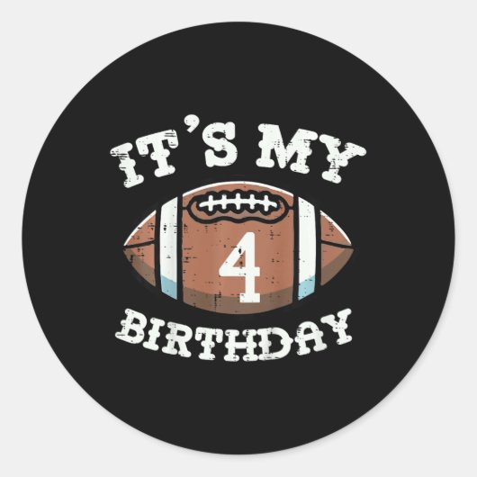 子供たち私の4th誕生日アメリカンフットボール4年 ラウンドシール (正面)
