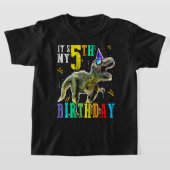子供たち私の5番目の誕生日幸せ5年の恐竜Sh Tシャツ (レイダウン)
