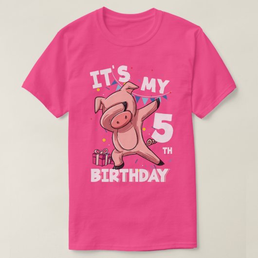 子供たち私の5誕生日5歳の豚誕生日P Tシャツ (デザイン正面)