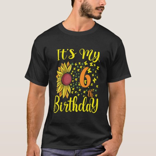 子供たち私の6誕生日ひまわり6歳Biだ Tシャツ (正面)