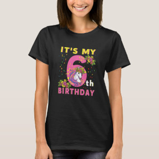 子供たち私の6誕生日ユニコーン子供6歳 Tシャツ