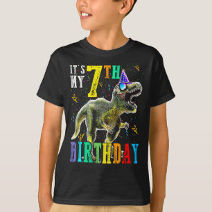 子供たち私の7番目の誕生日幸せ7年の恐竜Sh Tシャツ