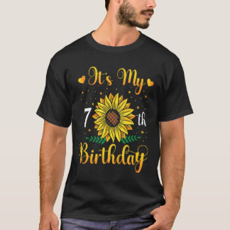 子供たち私の7誕生日ひまわり7歳Biだ Tシャツ