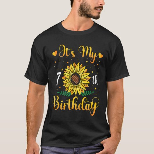 子供たち私の7誕生日ひまわり7歳Biだ Tシャツ (正面)