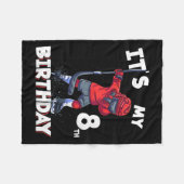 子供たち私の8誕生日8歳アイスホッケーBi フリースブランケット (正面(横))