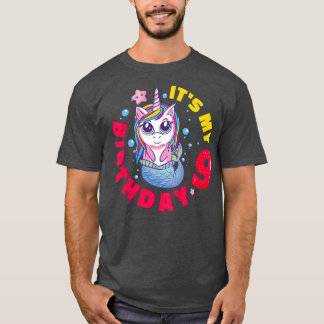 子供たち私の9誕生日ハッピーユニコーンマー Tシャツ