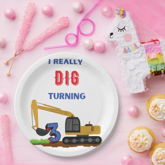 子供たち私は本当に掘る3掘削機 ペーパープレート (パーティー)