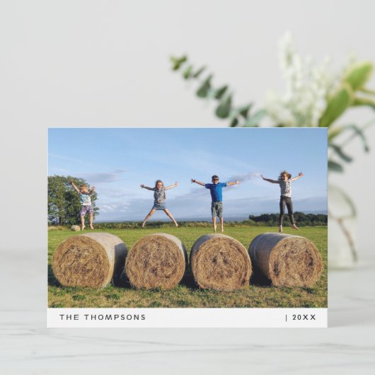 子供たち聞おもしろい家族の写真クリスマス シーズンカード (スタンド正面)