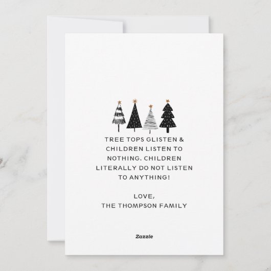 子供たち聞おもしろい家族の写真クリスマス シーズンカード (裏面)