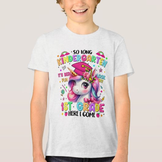子供たち長い幼稚園の卒業生Unic トライブレンドＴシャツ (正面)