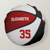 子供たち10代の赤い黒のチームカラーバスケットボール ラウンドクッション (裏面)