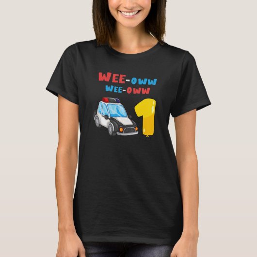 子供たち1th誕生日幼児の警察官車 tシャツ (正面)