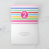 子供たち2歳の誕生日かわいい虹の写真ハートピンク カード (内部)