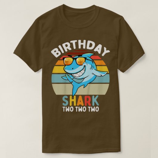 子供たち2nd誕生日ボーイシャーク2歳ボーイズマチ tシャツ (デザイン正面)