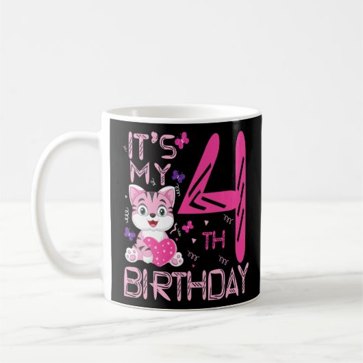 子供たち4歳のかわいい私の4歳の誕生日 コーヒーマグカップ (左)