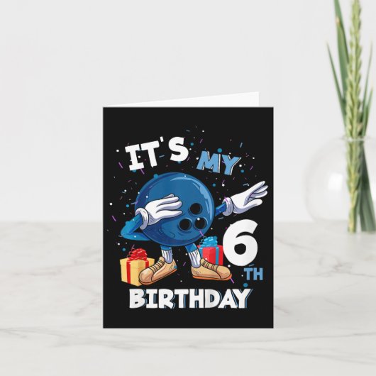 子供たち 私の6歳の誕生日 6歳のボウリング誕生日 カード (正面)