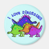 子供たち「私は恐竜が大好き」 Tシャツとギフト マグネット (正面)