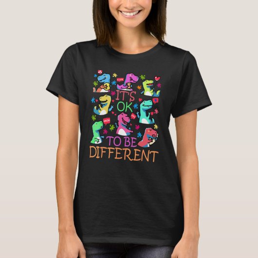 子供たち 自分らしく生きることは素晴らしい 自閉症啓発 ディノ Tシャツ (正面)